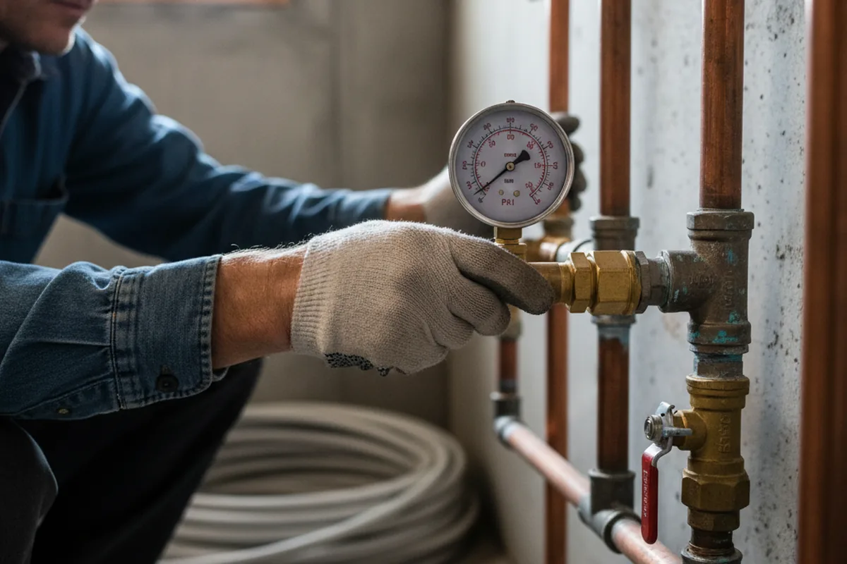 Pressure testing a repaired line during Water Line Repair in Ardara